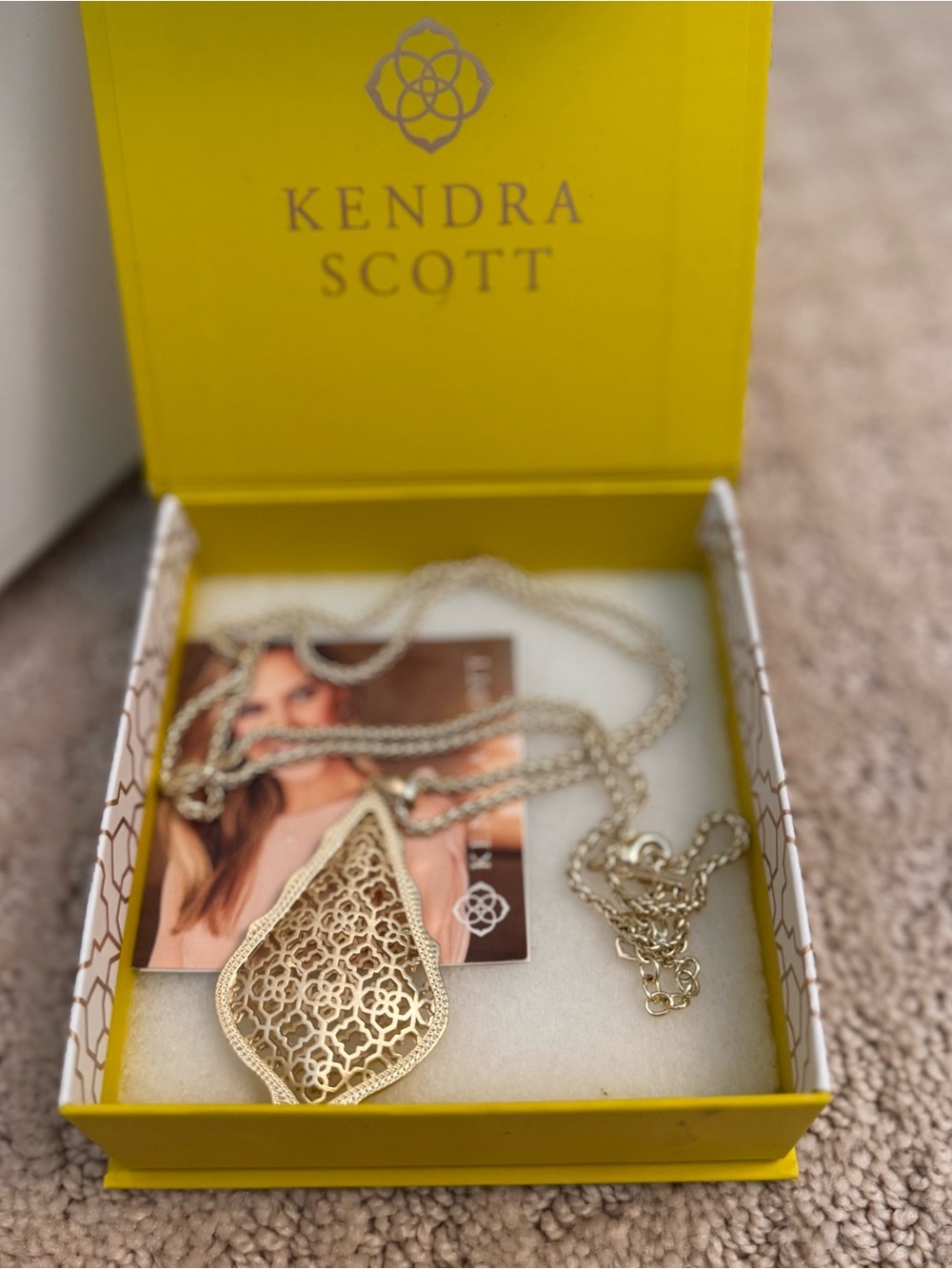 Kendra Scott Gold Filigree Aidan Teardrop Long Pendant Necklace
